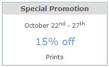 Special Promotion 15% off prints