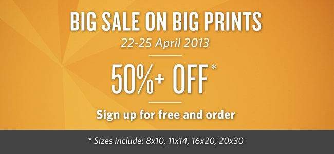 Zenfolio Big Sale on Big Prints 22-25 April 2013
