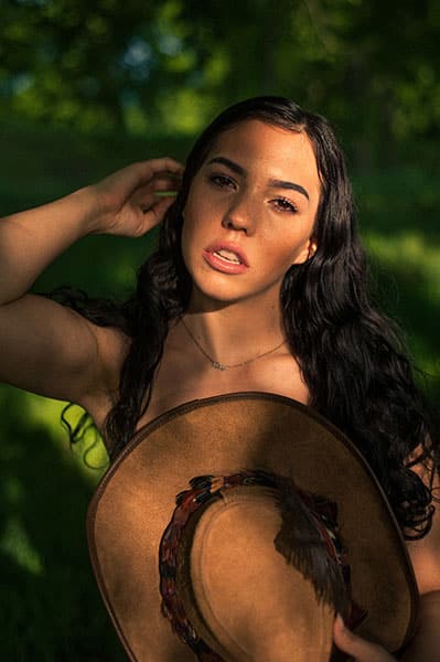 portrait of a girl in warm dappled light