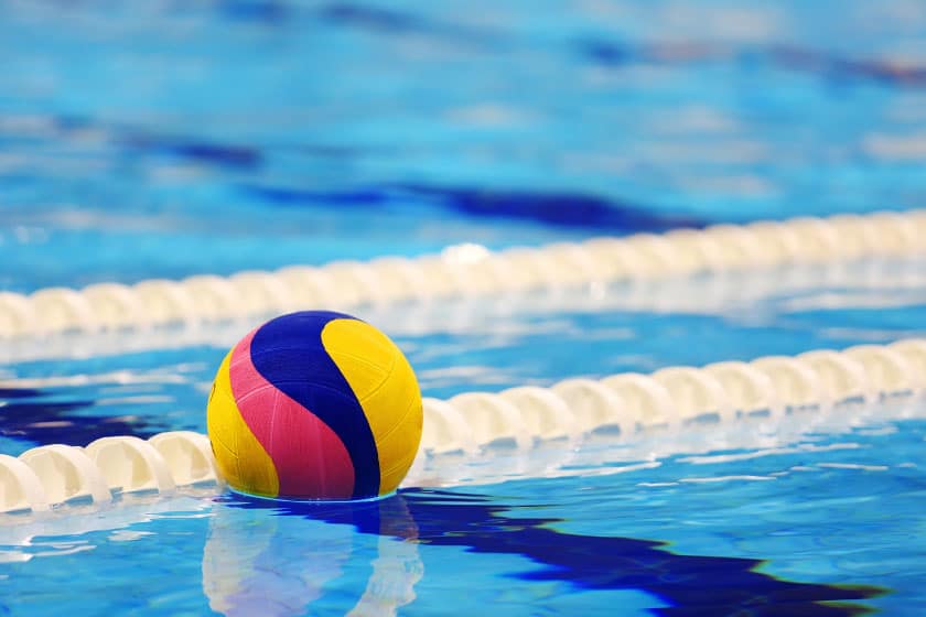 olympic water polo ball in pool