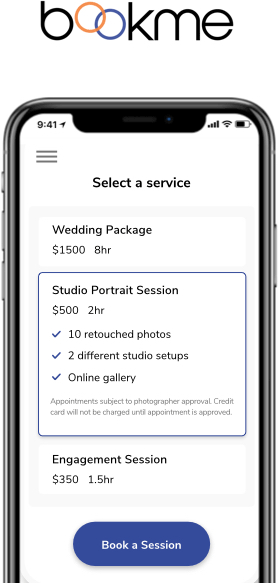 bookme online photographer scheduling tool
