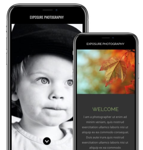 mobile device website templates for online photo galleries