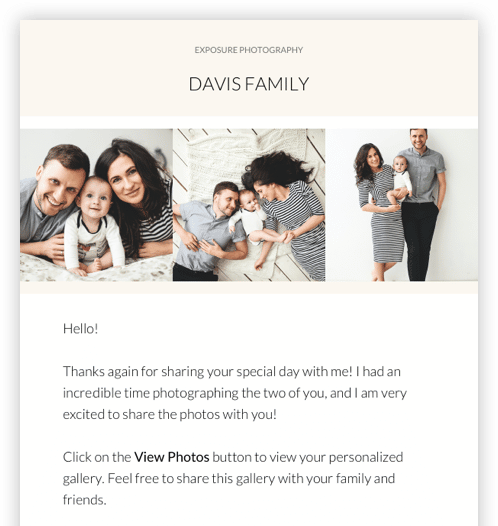online photography business email template