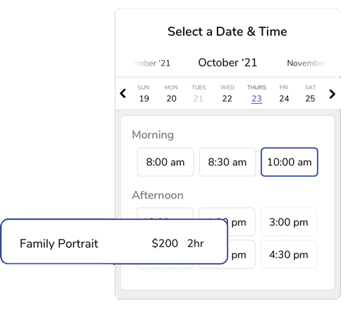 booking and payments widget