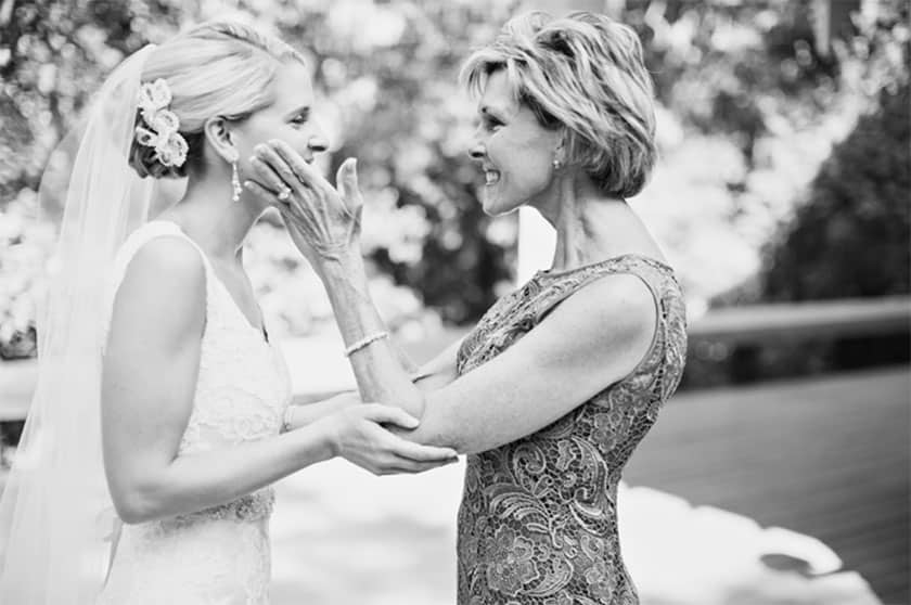 happy bride with mother