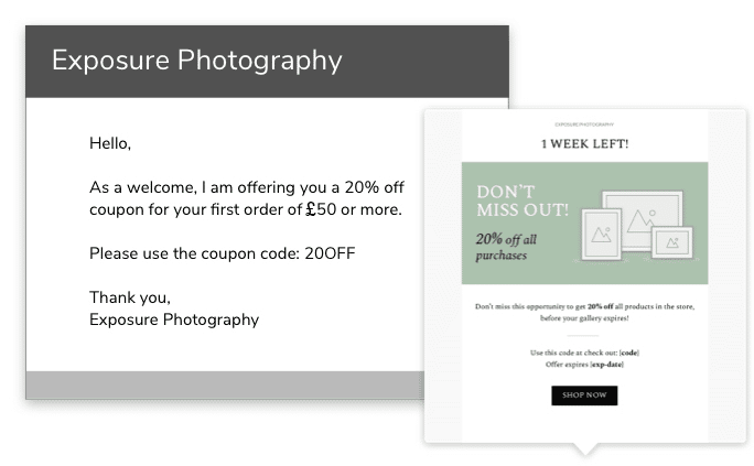 photo coupons and email