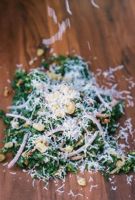 greens with onion and cheese