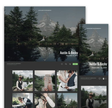 online photo gallery template with title grid gray
