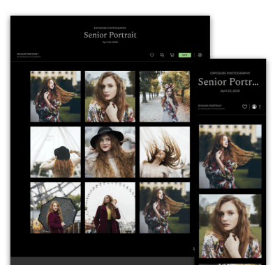online photo gallery template with title grid black