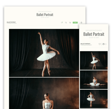 online photo gallery template with title stacked cream