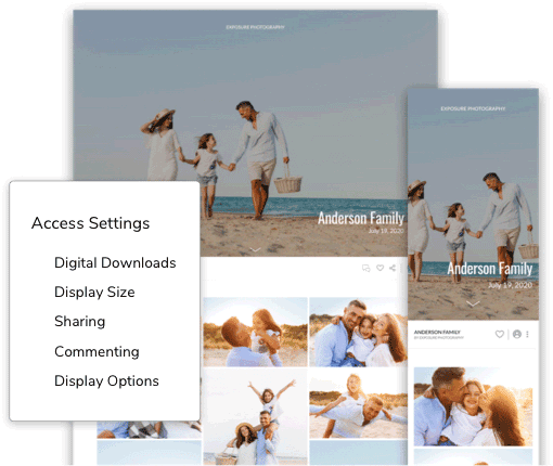 online photo gallery proofing access settings