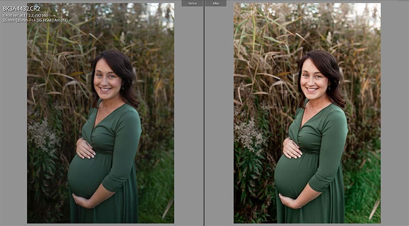 pregnant woman before and after photo edit