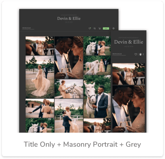 online photo gallery template with title masonry portrait grey