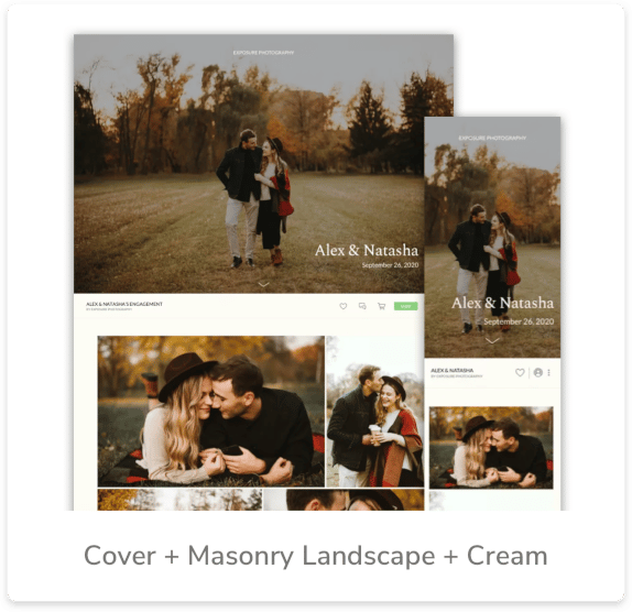 online photo gallery template with title masonry landscape cream