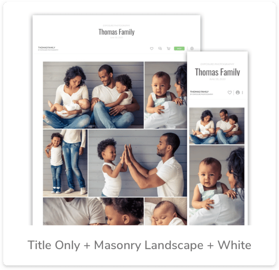 online photo gallery template with title masonry landscape white