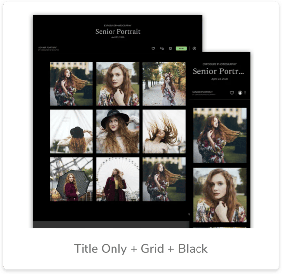 online photo gallery template with title grid black