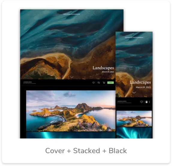online photo gallery template with cover stacked black