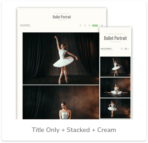 online photo gallery template with title stacked cream