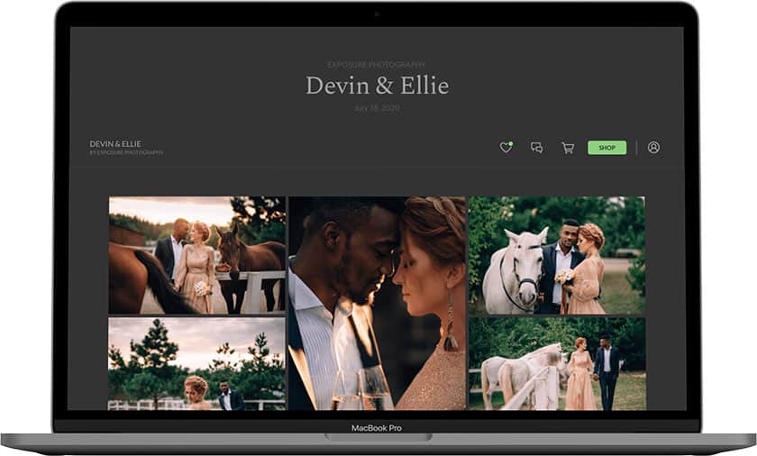 client photo gallery with images of couple with horse