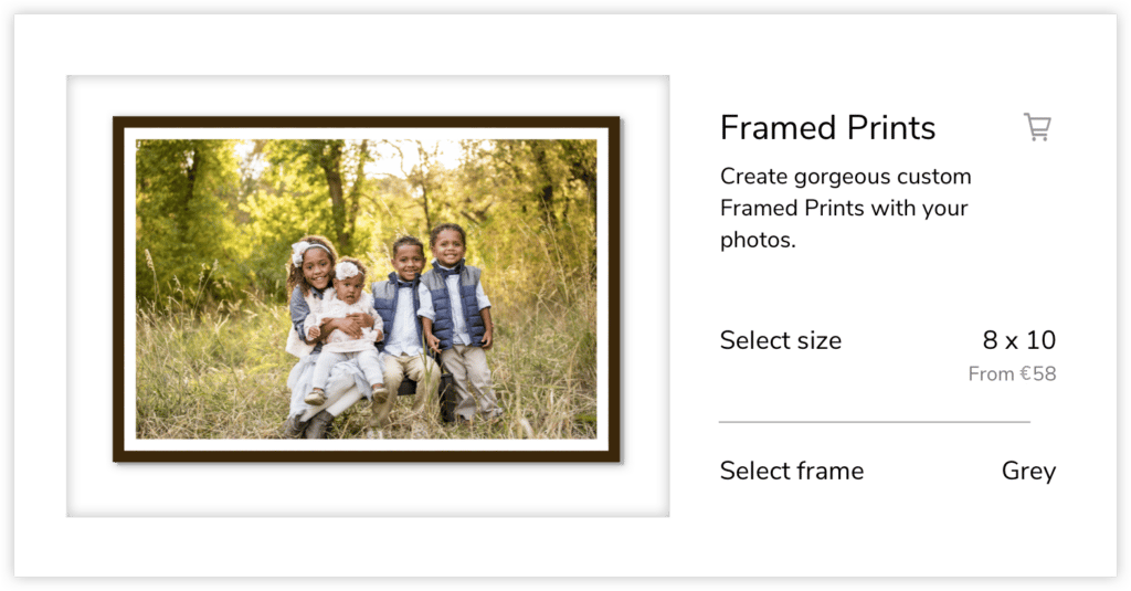photography shopping cart with frame purchase