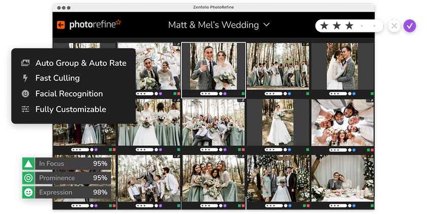 PhotoRefine.ai saves photographers valuable time by culling, sorting, and rating images