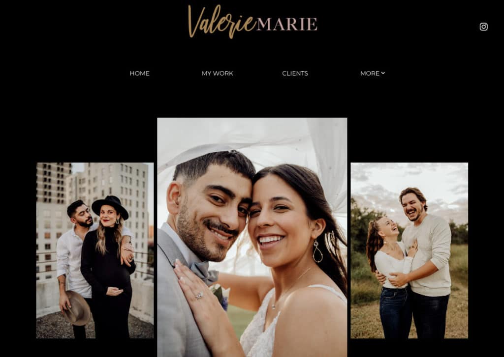 Portrait website example with images of three couples