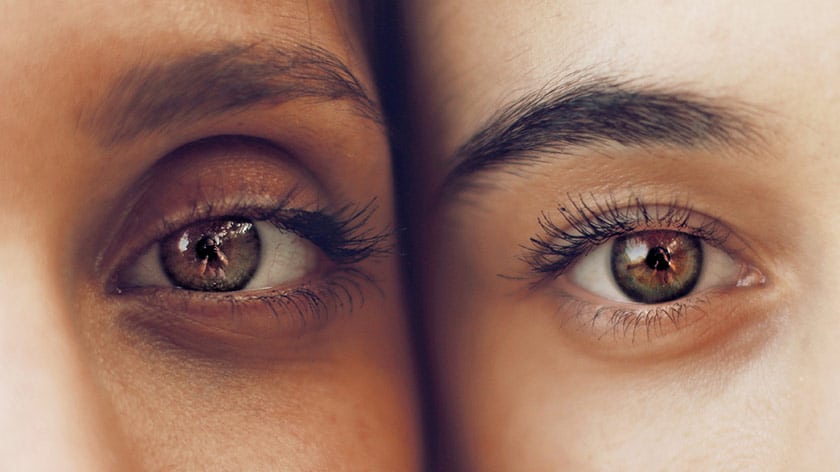 portrait of two people's eyes