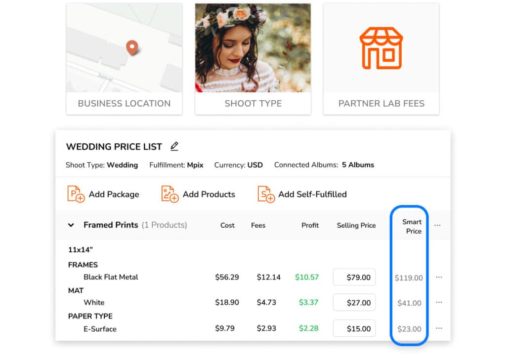 printed product price list displaying smart pricing suggestions