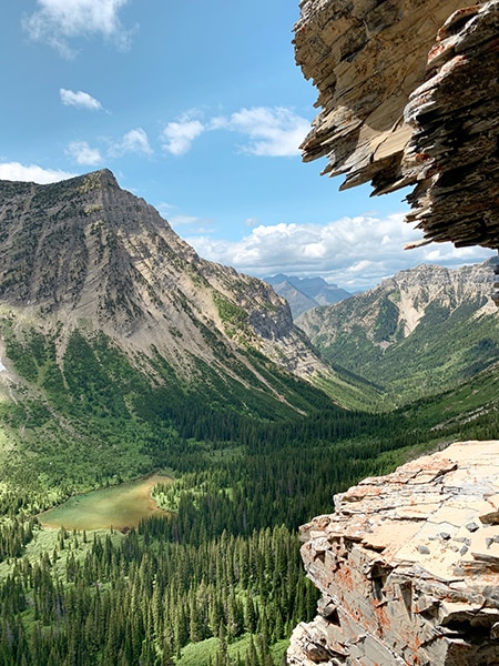 landscape of mountains and jagged cliffs