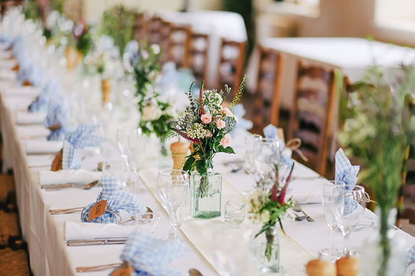 long table at a wedding reception