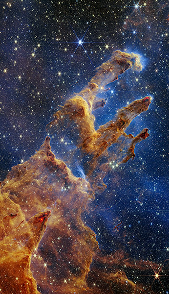 image of the Pillars of Creation photographed by the JWST NIRCam