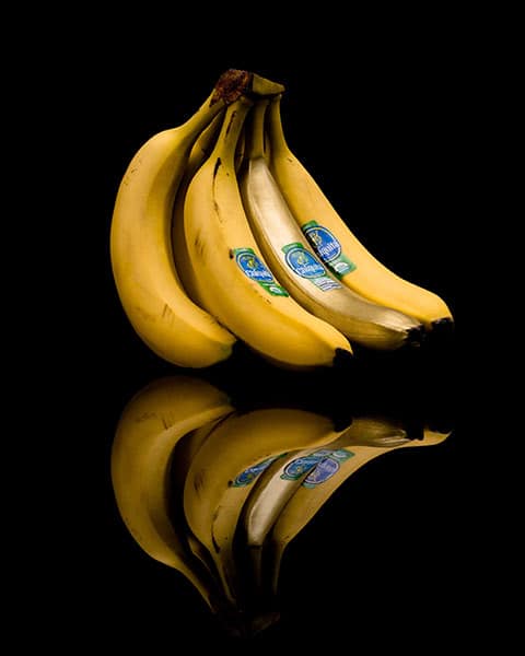 bananas on reflective surface