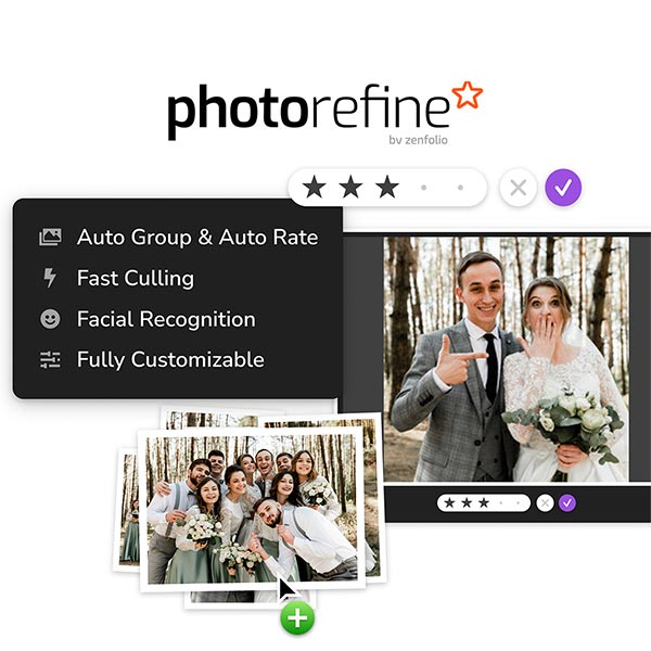 wedding portraits and a preview of some of the sorting and culling features available within photorefine.ai