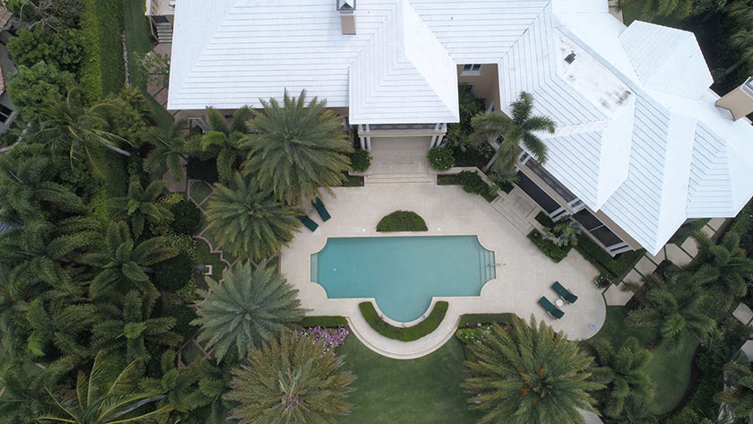 drone image of home with pool