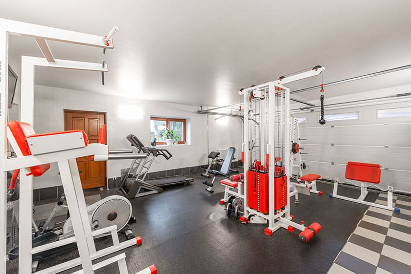 home gym with equipment