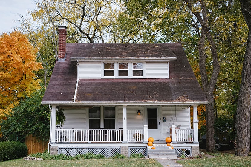 white home with porch