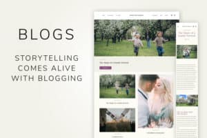 Storytelling comes alive with blogging - images show an example of a Zenfolio website blog landing page and blog