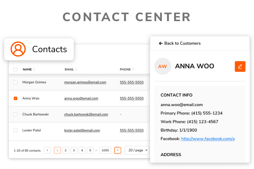 preview of the Zenfolio client management contact center feature