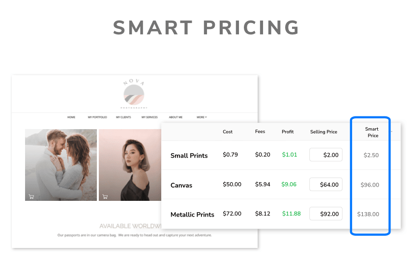 preview of Zenfolio data-driven and location-based smart pricing tool for photographers