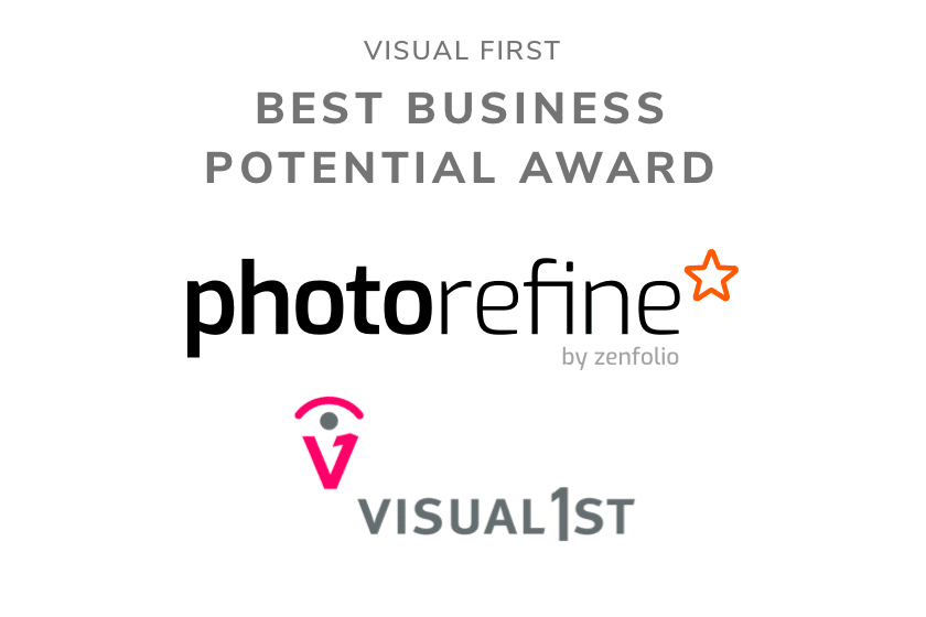 Visual First Best Business Potential Award received by Zenfolio for the release of photorefine.ai culling and sorting tool