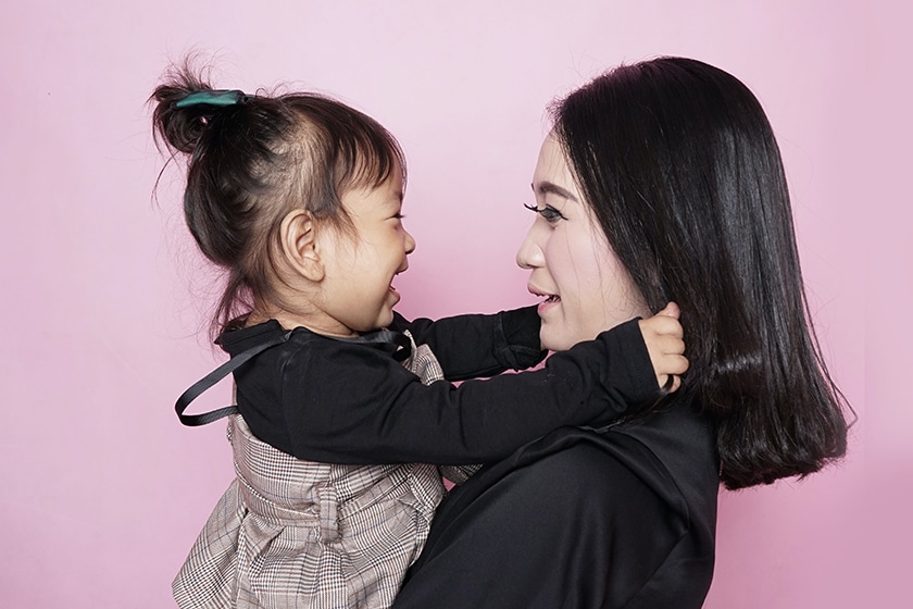 asian mother and daughter portrait