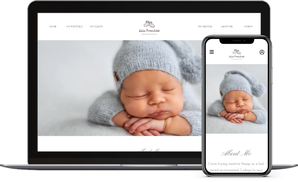 Newborn Photography website example on desktop and mobile