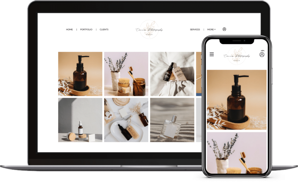 Product Photography solutions website example on desktop and mobile