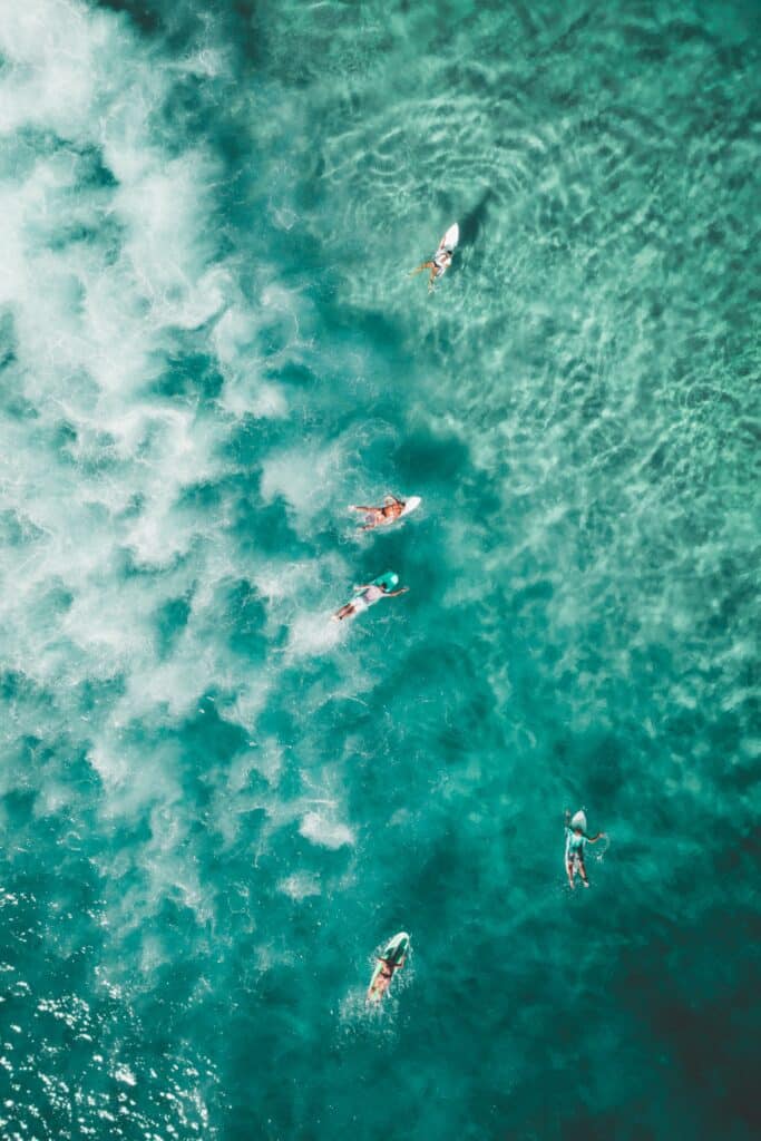 surfers from aerial view