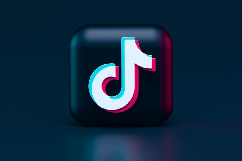 TikTok logo cube on dark background