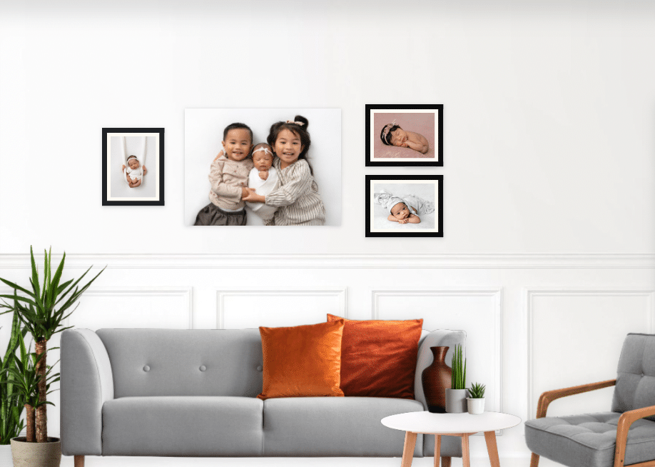 newborn prints gallery wall living room