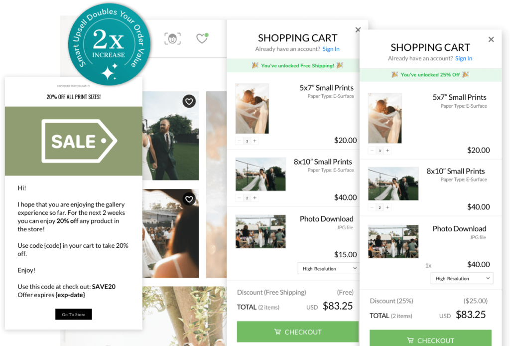 smart upsell shopping cart photography