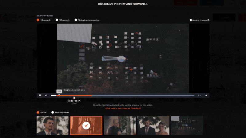 Custom Video Preview Creation in NextZen website