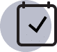 blue icon of calendar with checkbox