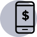 blue icon of mobile device with dollar sign